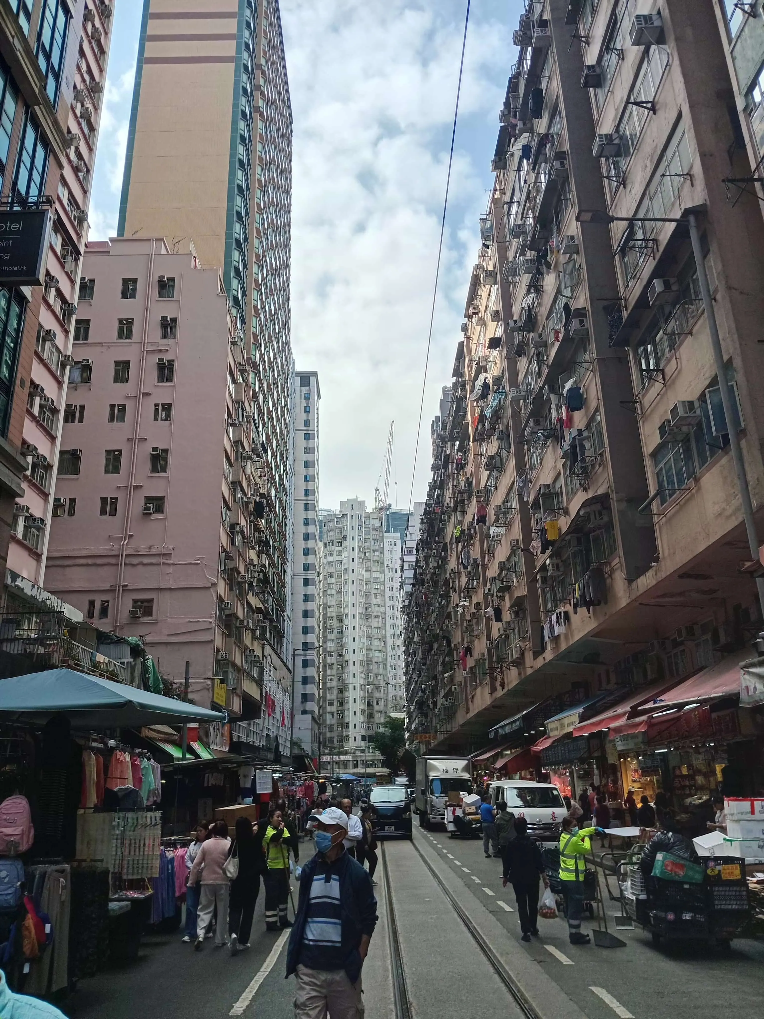 Tram and dense street